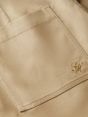 brown logo embroidery wide leg chinos for women tommy hilfiger