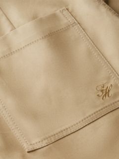 Logo Embroidery Wide Leg Chinos — Brown 7