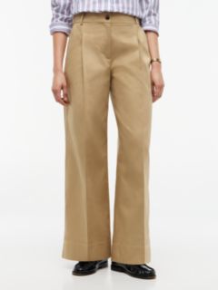 Logo Embroidery Wide Leg Chinos — Brown 1