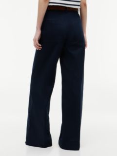 Logo Embroidery Wide Leg Chinos — Blue 4