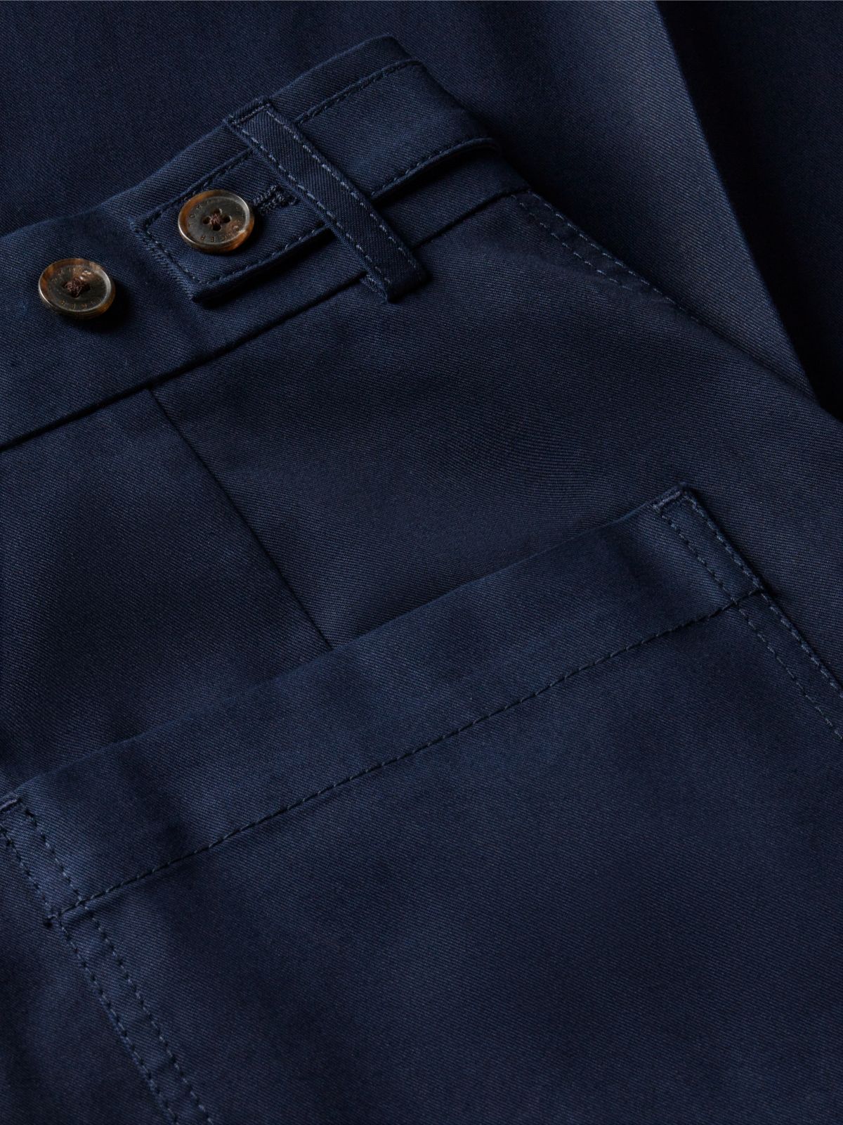 Logo Embroidery Wide Leg Chinos — Blue