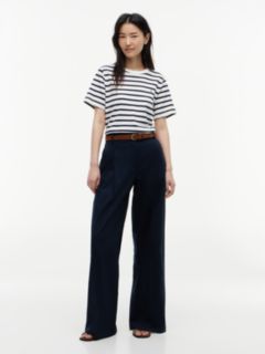 Logo Embroidery Wide Leg Chinos — Blue 1