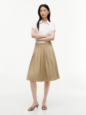 falda midi de chino plisada brown de mujeres tommy hilfiger