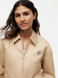 Logo Patch Pocket Twill Short Jacket — Beige 3