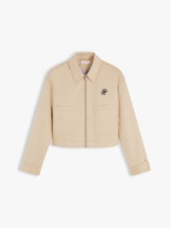 Logo Patch Pocket Twill Short Jacket — Beige 6
