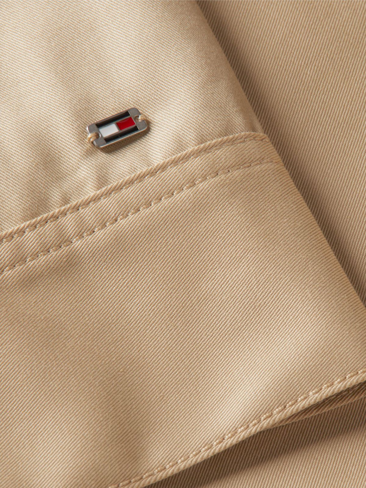Logo Patch Pocket Twill Short Jacket — Beige