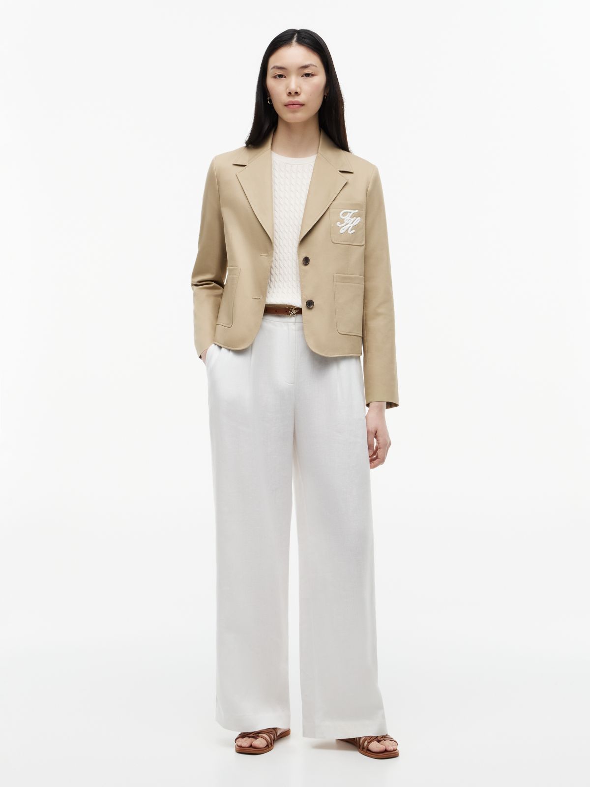 Regular Fit Logo Appliqué Blazer — Brown