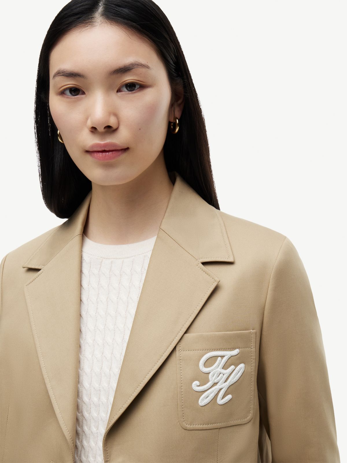 Regular Fit Logo Appliqué Blazer — Brown