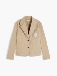 Regular Fit Logo Appliqué Blazer — Brown 5
