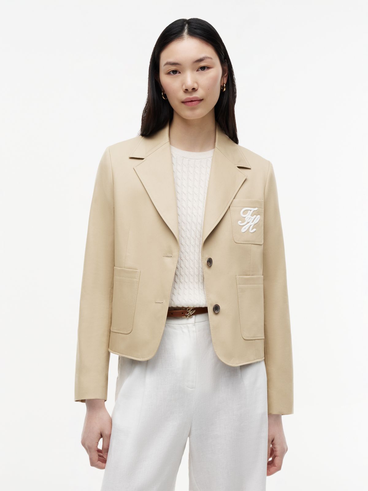 Regular Fit Logo Appliqué Blazer — Brown