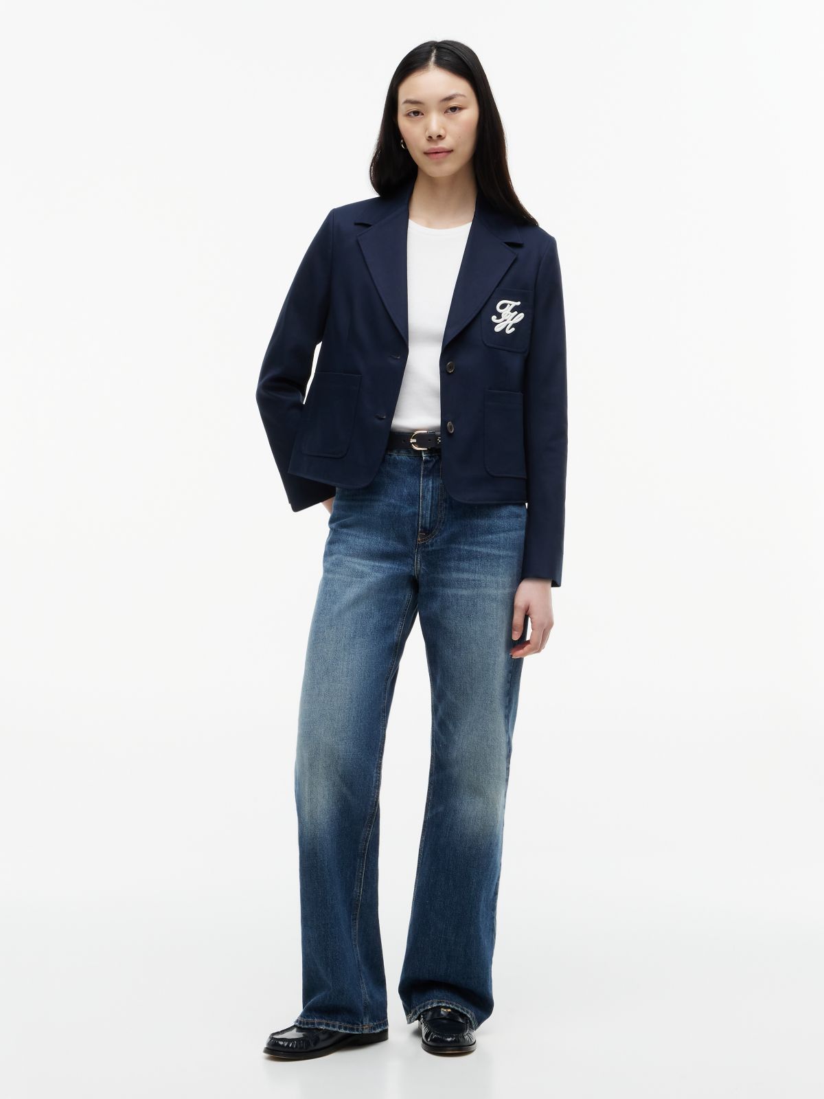 Regular Fit Logo Appliqué Blazer — Blue