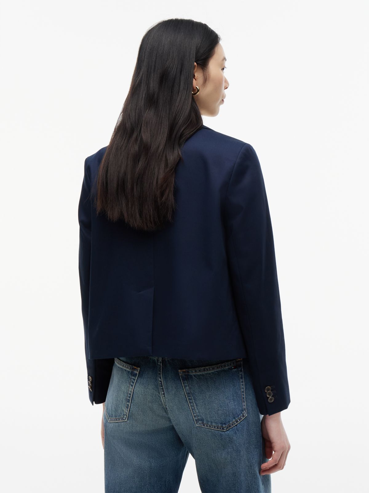 Regular Fit Logo Appliqué Blazer — Blue