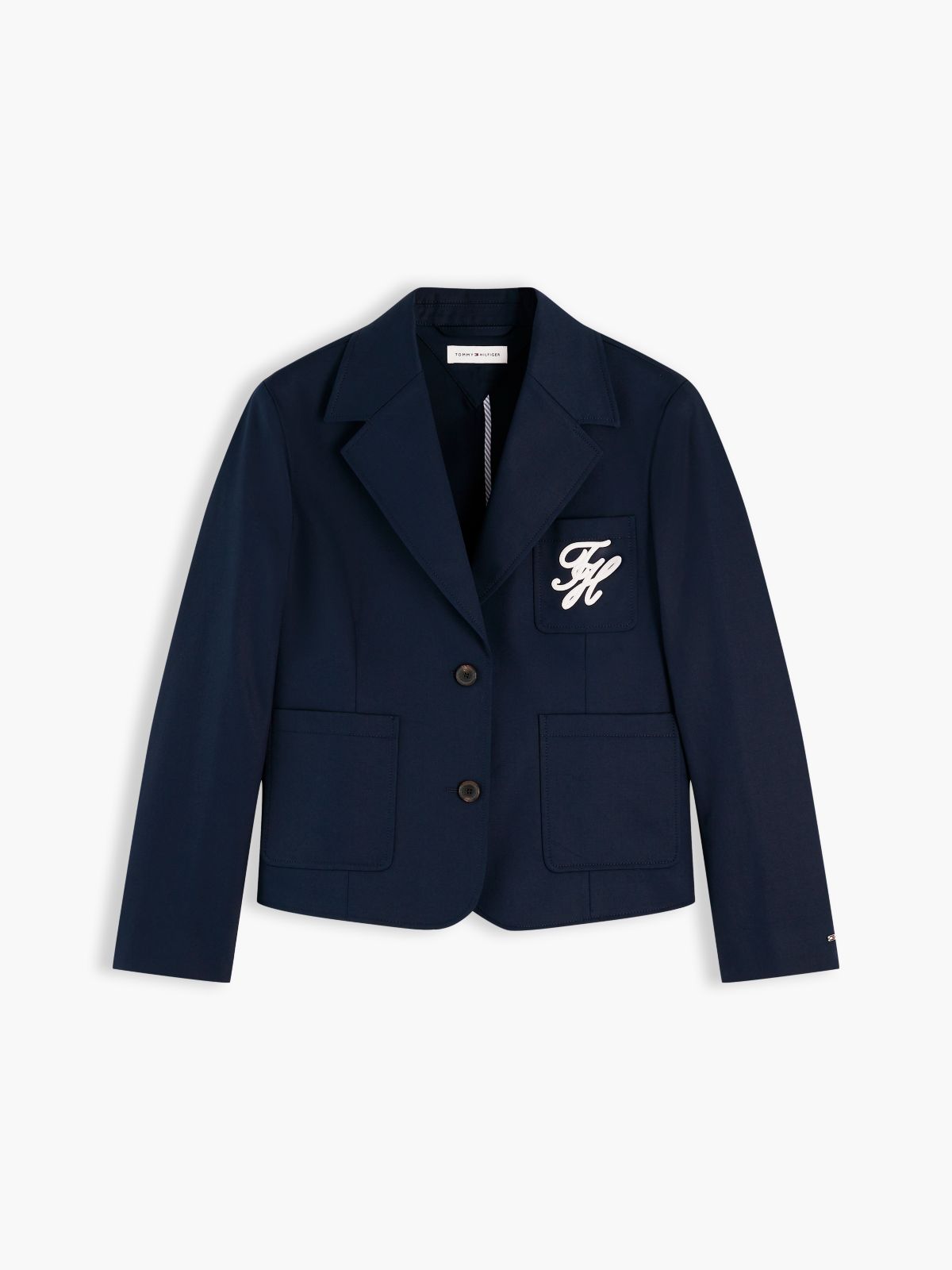 Regular Fit Logo Appliqué Blazer — Blue