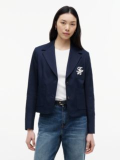 Regular Fit Logo Appliqué Blazer — Blue 1