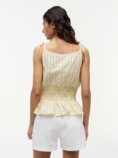 Smock Seersucker Tie Strap Top — Yellow 4