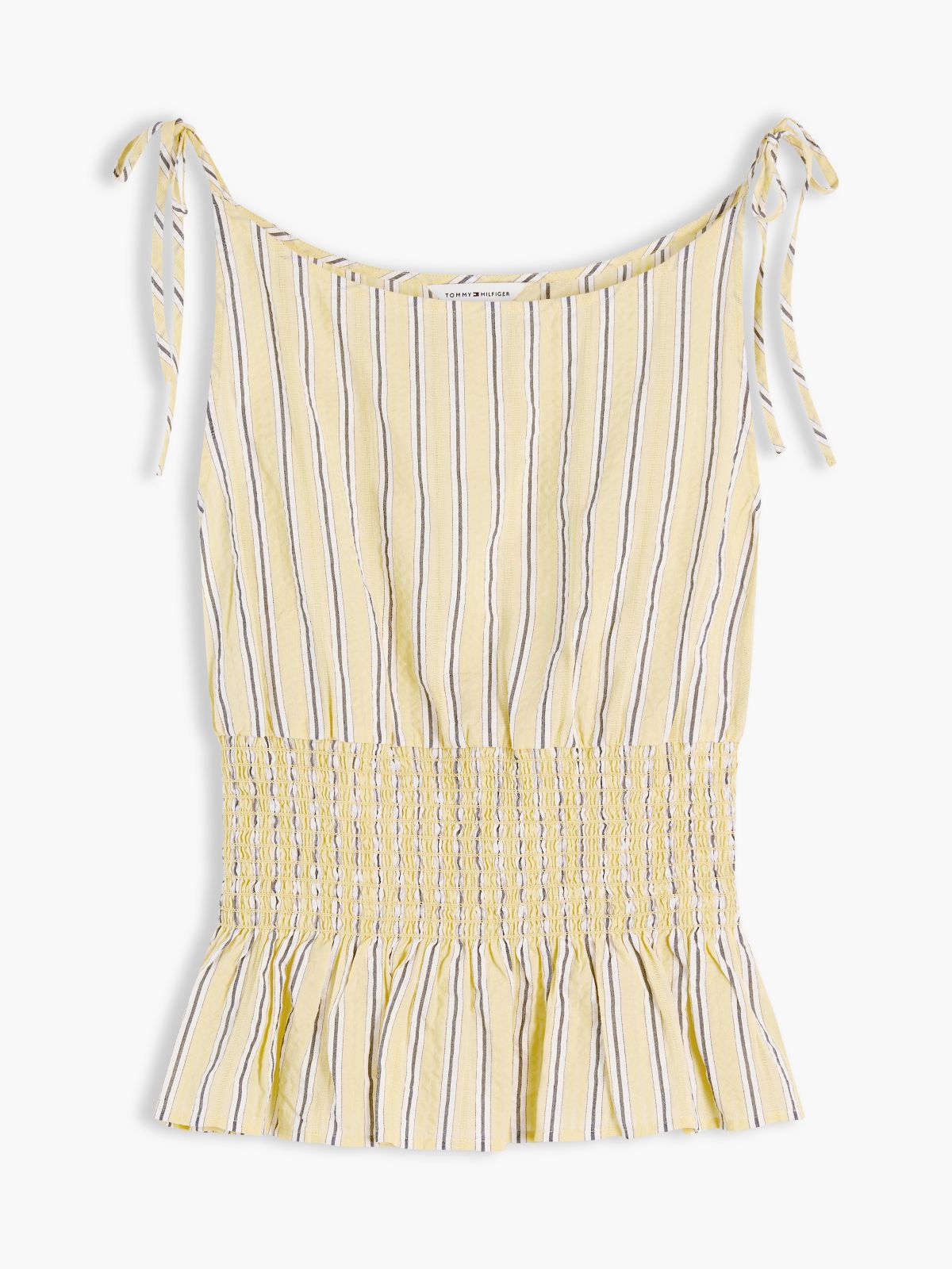 Smock Seersucker Tie Strap Top — Yellow