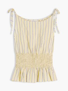 Smock Seersucker Tie Strap Top — Yellow 5