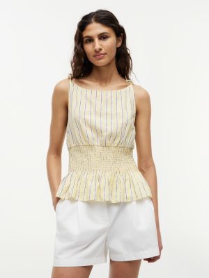 yellow smock seersucker tie strap top for women tommy hilfiger