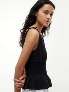 Smock Seersucker Tie Strap Top — Black 3