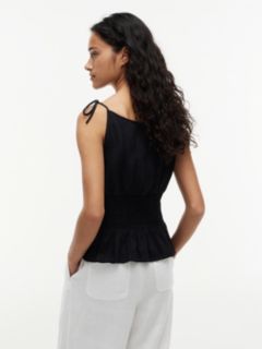 Smock Seersucker Tie Strap Top — Black 4