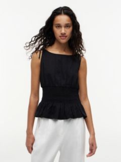 Smock Seersucker Tie Strap Top — Black 1