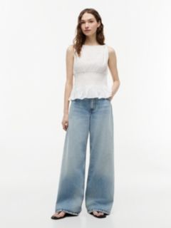 Smock Seersucker Tie Strap Top — White 2
