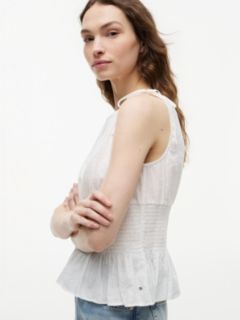 Smock Seersucker Tie Strap Top — White 3
