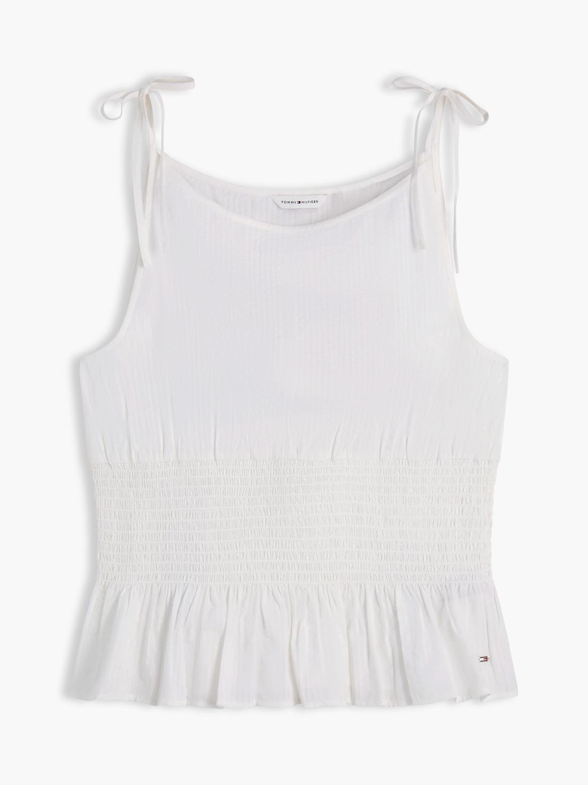 Smock Seersucker Tie Strap Top — White