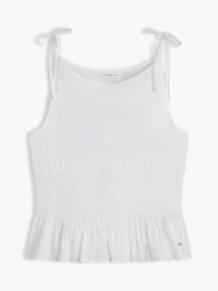 Smock Seersucker Tie Strap Top — White 5