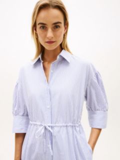Embroidery Poplin Midi Shirt Dress — Blue 3