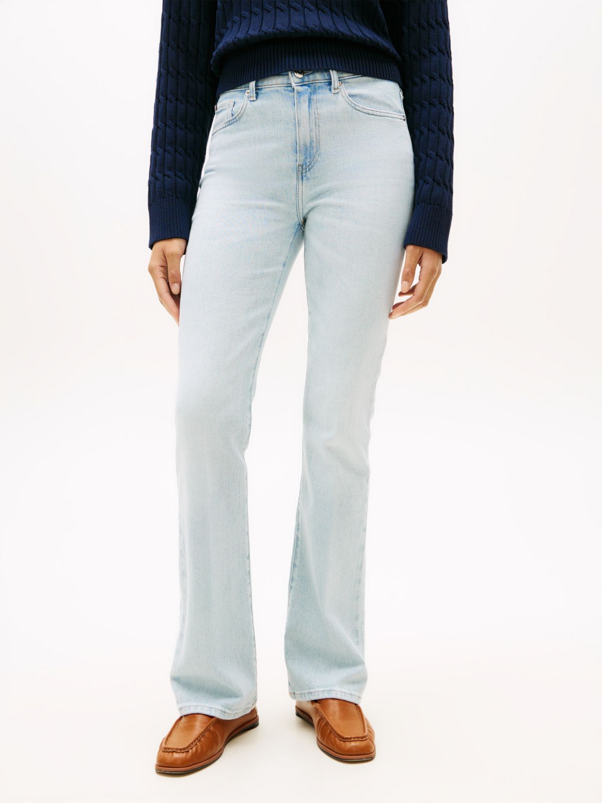 Faded Mid Rise Bootcut Jeans — Blue