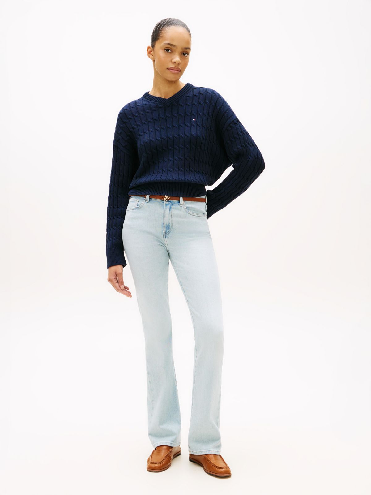 Faded Mid Rise Bootcut Jeans — Blue