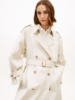 Water Repellent Twill Oversized Trench Coat — Beige 2