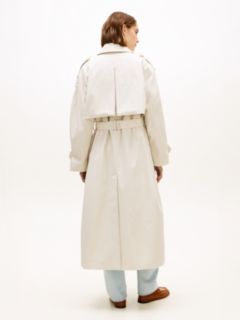 Water Repellent Twill Oversized Trench Coat — Beige 4