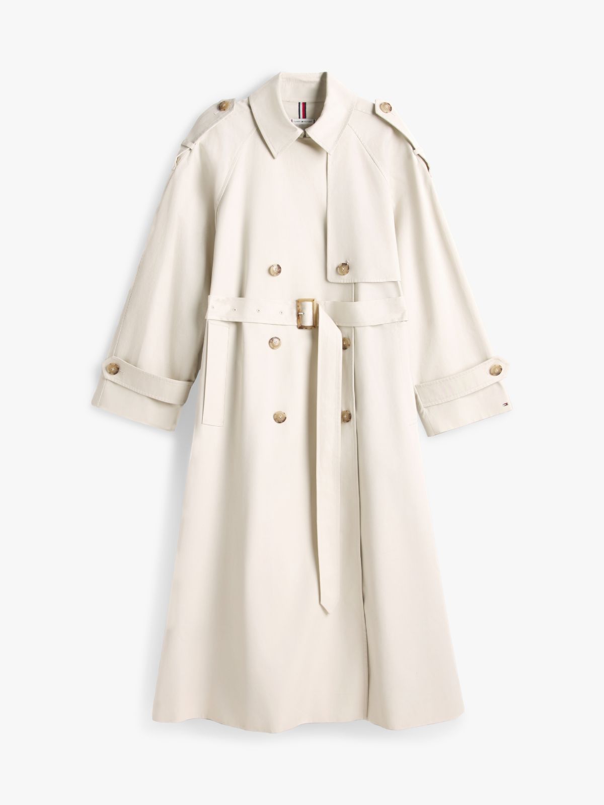 Water Repellent Twill Oversized Trench Coat — Beige