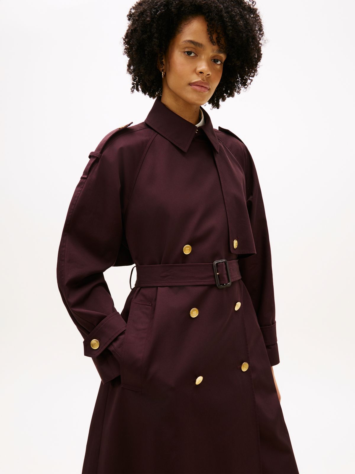 Water Repellent Twill Oversized Trench Coat — Brown