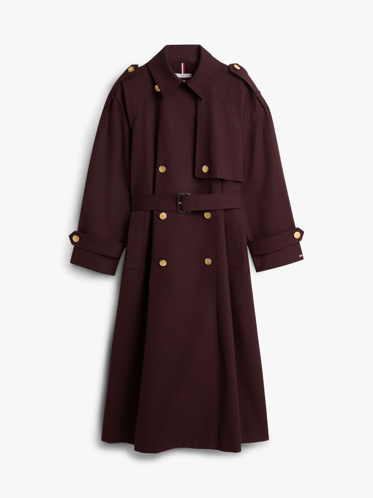 Water Repellent Twill Oversized Trench Coat — Brown