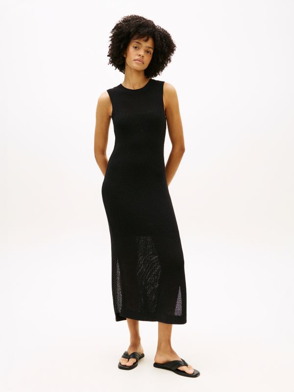 Crochet Maxi Tank Top Dress — Black