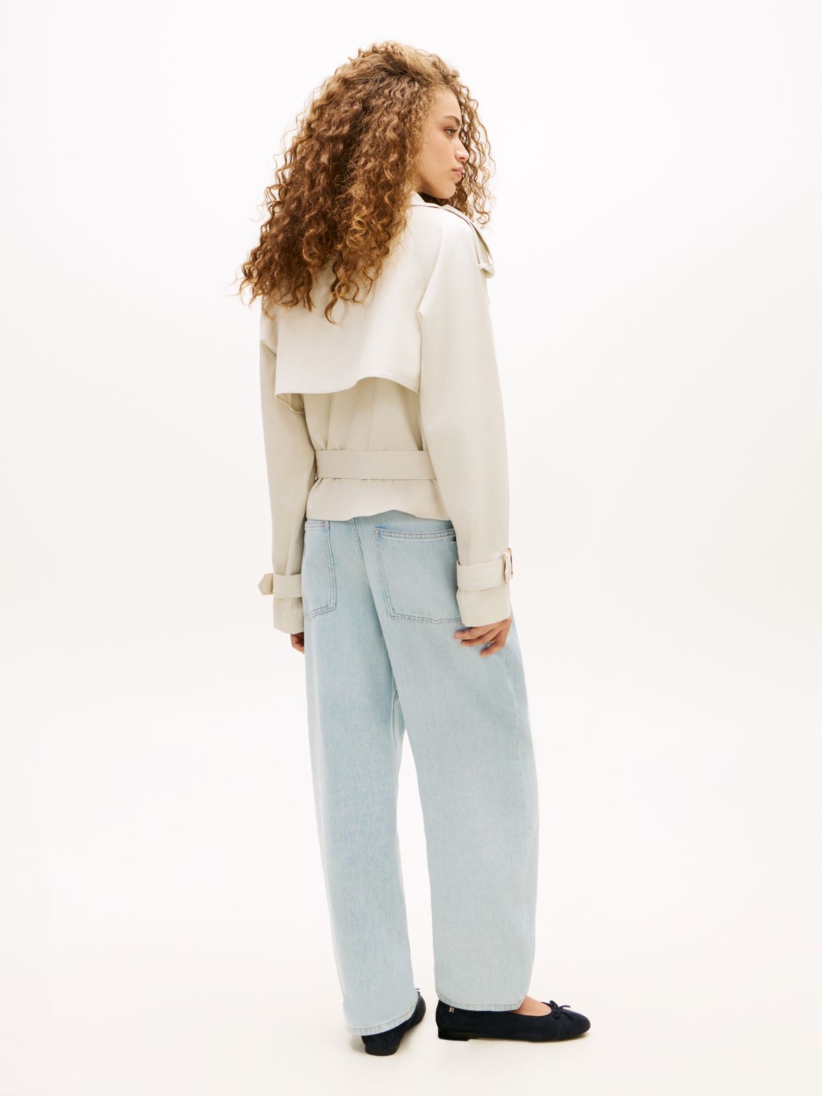 Water Repellent Short Trench Jacket — Beige