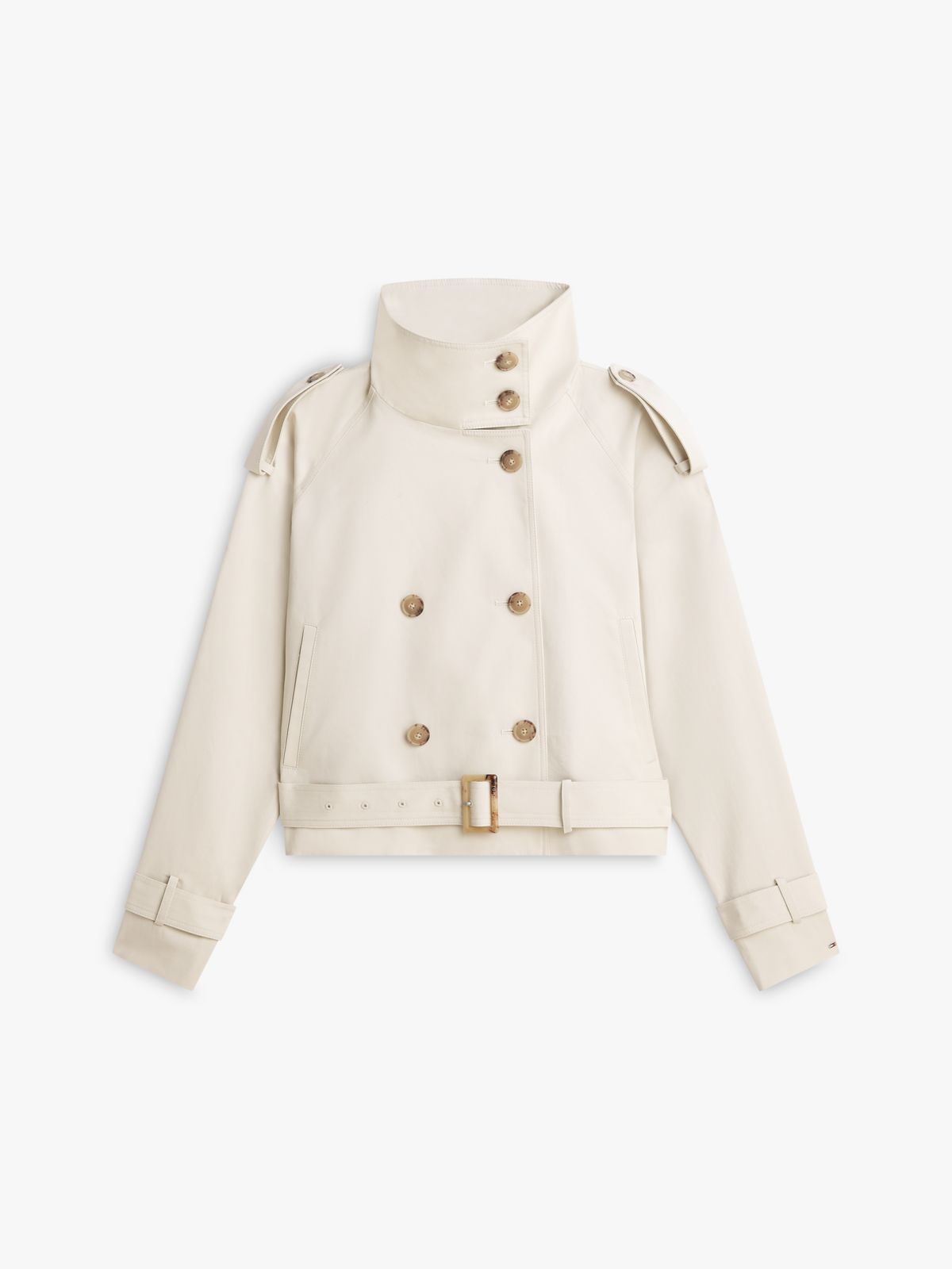 Water Repellent Short Trench Jacket — Beige