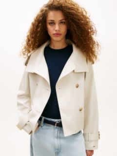 Water Repellent Short Trench Jacket — Beige 1