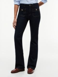 Patch Pocket Mid Rise Bootcut Jeans — Blue 2
