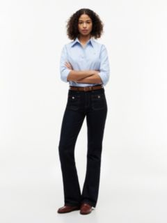 Patch Pocket Mid Rise Bootcut Jeans — Blue 1