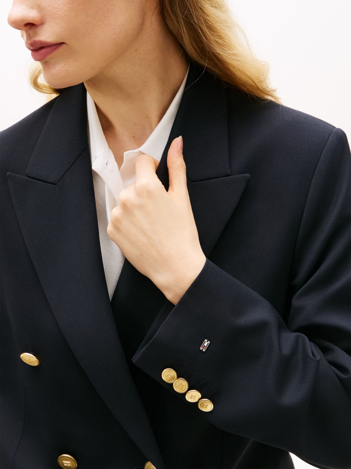 Timeless Wool Blend Relaxed Double Breasted Blazer — Blue