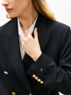 Timeless Wool Blend Relaxed Double Breasted Blazer — Blue 2