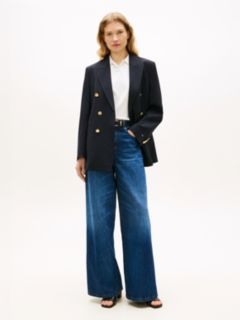 Timeless Wool Blend Relaxed Double Breasted Blazer — Blue 3