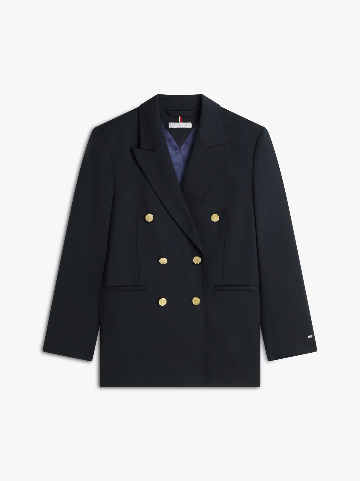 Timeless Wool Blend Relaxed Double Breasted Blazer — Blue