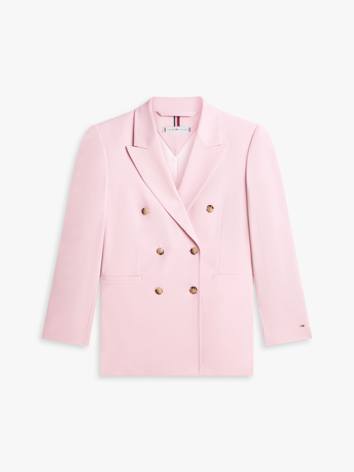 Timeless Wool Blend Relaxed Double Breasted Blazer — Pink