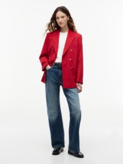 Timeless Wool Blend Relaxed Double Breasted Blazer — Red 2