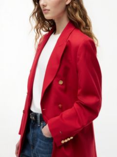 Timeless Wool Blend Relaxed Double Breasted Blazer — Red 3